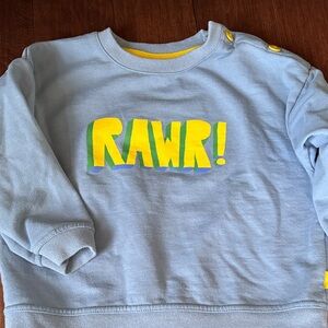 Mon Coeur Blue "RAWR!" Kids Sweatshirt with Yellow Accents